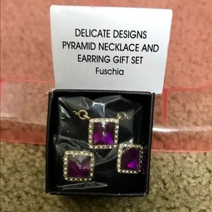 Pyramid Necklace and Earring Set